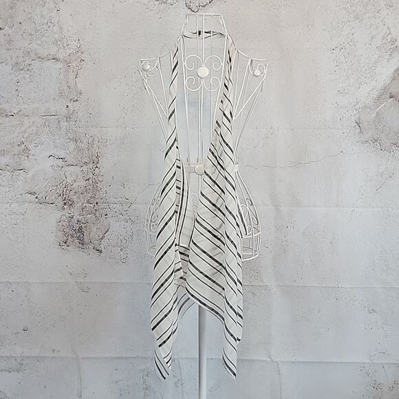 White House Black Market Striped Long Sleeve Draped Top Womens Size 8 - Picture 9 of 14